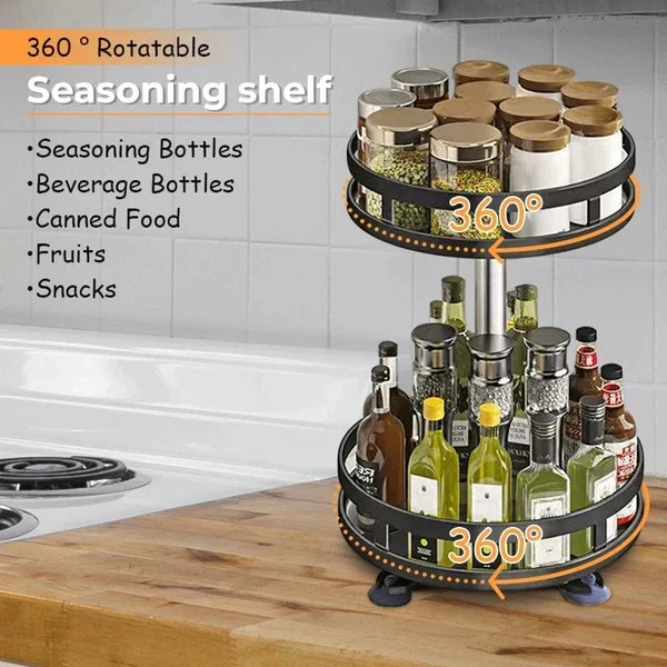 2 Tier Rotatable Kitchen Spice Rack