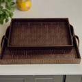 2 Pcs Leather Serving Trays