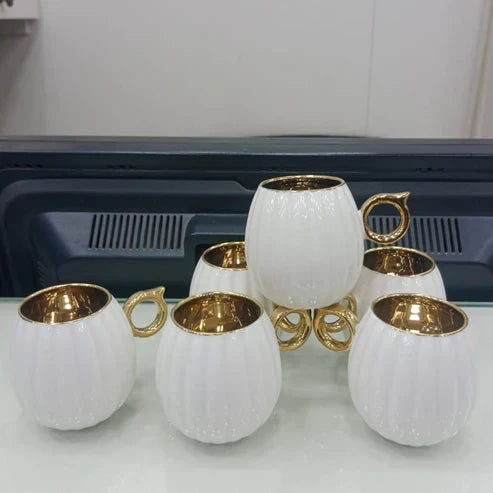 6 Pcs Mini Porcelain Cups (White)
