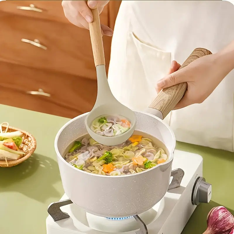 12pcs Non-Stick Silicone Kitchen Utensil Set with Wooden Handles